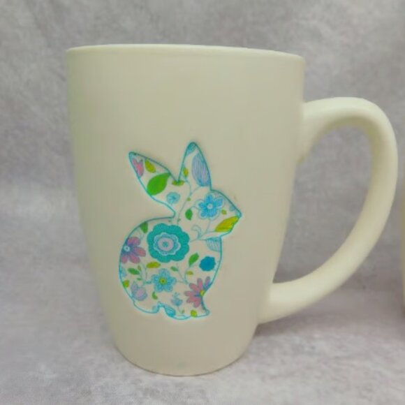 Only at Hallmark Ceramic Cup Embossed Easter Bunny Mugs two 12 oz Cups - Picture 4 of 6